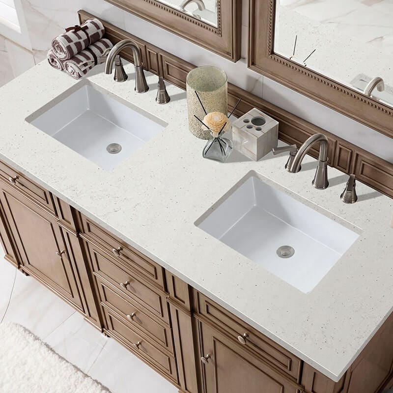 Bristol 60" Double Vanity Whitewashed Walnut With Lime Delight Silestone Top