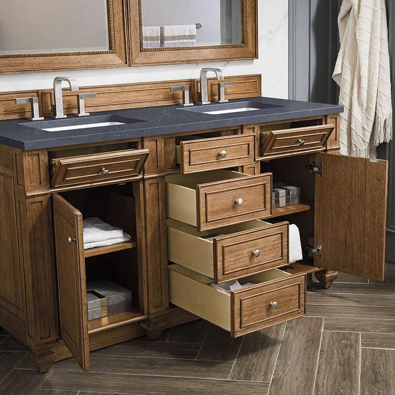 Bristol 60 Inch Double Saddle Brown With Charcoal Soapstone Silestone Top