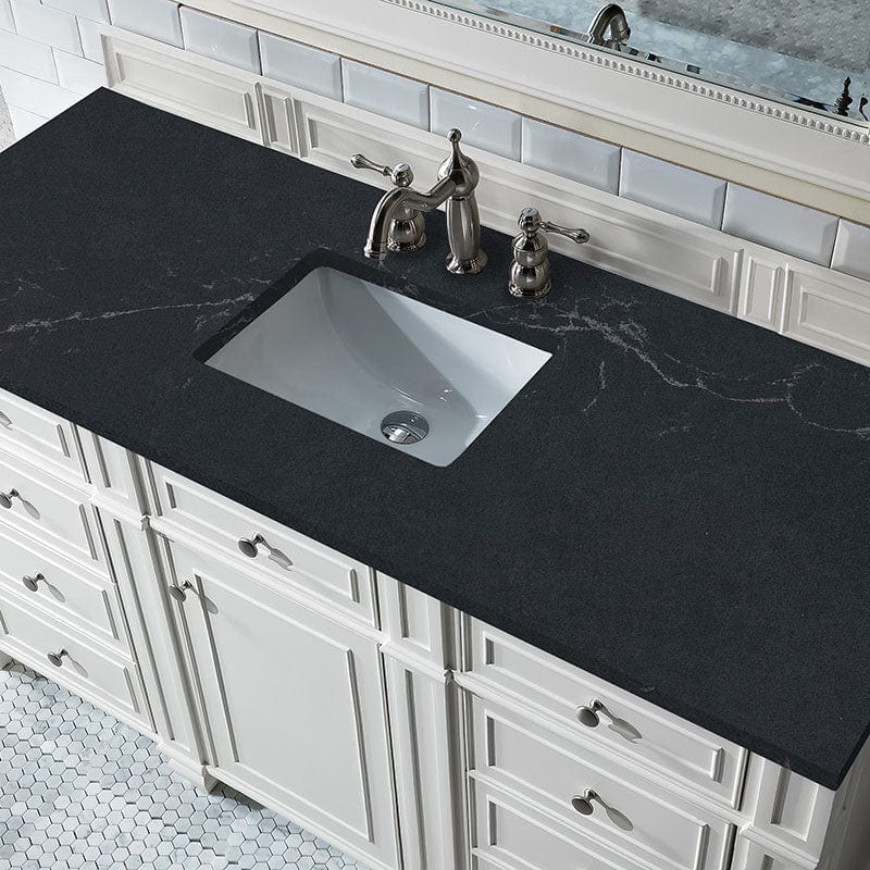 Bristol 60 Inch Single Vanity Bright White With Charcoal Soapstone Silestone Top