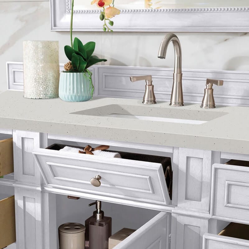 Bristol 60 Inch Single Vanity Bright White With Lime Delight Silestone Top