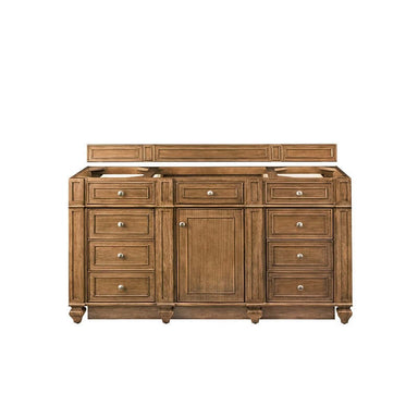 Bristol 60 Inch Single Vanity Saddle Brown Cabinet Only