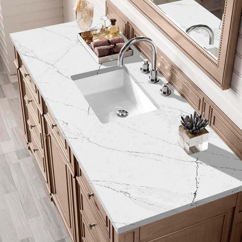 Bristol 60 Inch Single Vanity Whitewashed Walnut With Ethereal Noctis Silestone Top