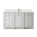 Bristol 60" Single Vanity Bright White With Single Hole Faucet White Zeus Silestone Top Backsplash