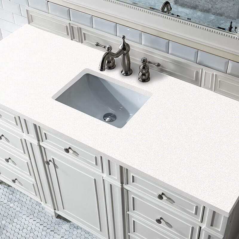 Bristol 60" Single Vanity Bright White With White Zeus Silestone Top