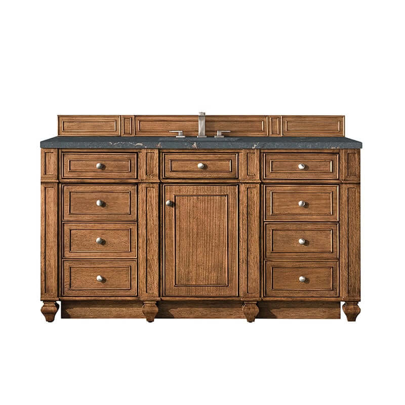 Bristol 60" Single Vanity Saddle Brown With Parisien Bleu Silestone Top