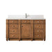 Bristol 60" Single Vanity Saddle Brown With Single Hole Faucet White Zeus Silestone Top Backsplash