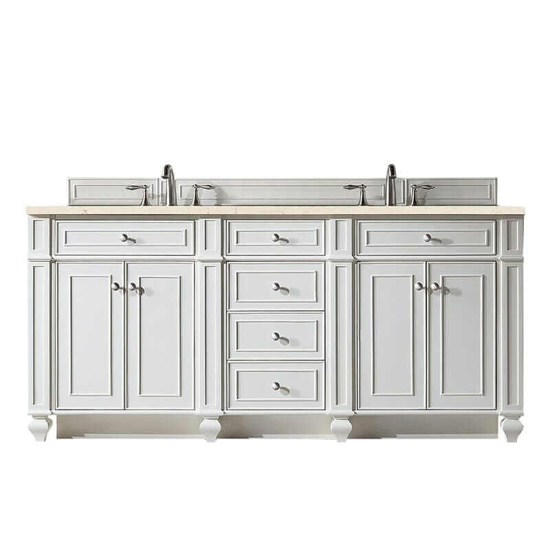 Bristol 72" Double Vanity Bright White With Eternal Marfil Silestone Top
