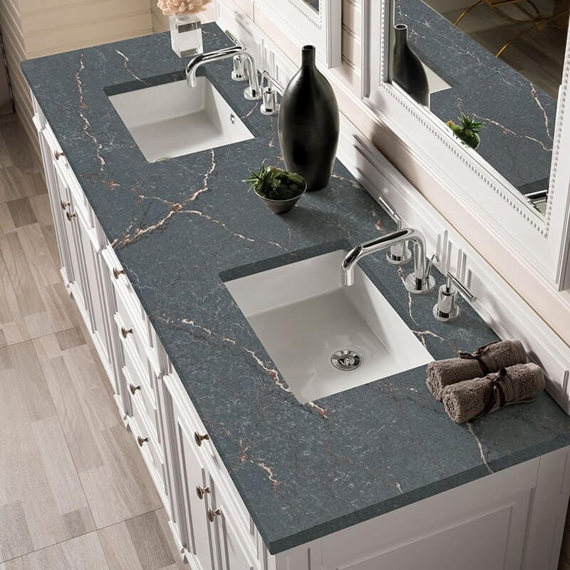 Bristol 72" Double Vanity Bright White With Parisien Bleu Silestone Top