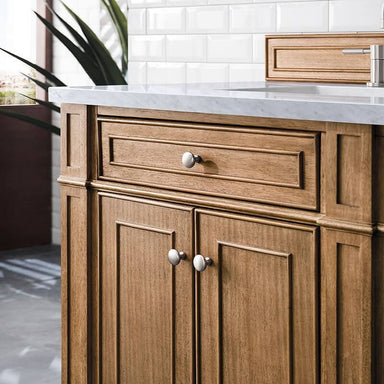 Bristol 72" Double Vanity Saddle Brown With Arctic Fall Solid Surface Top