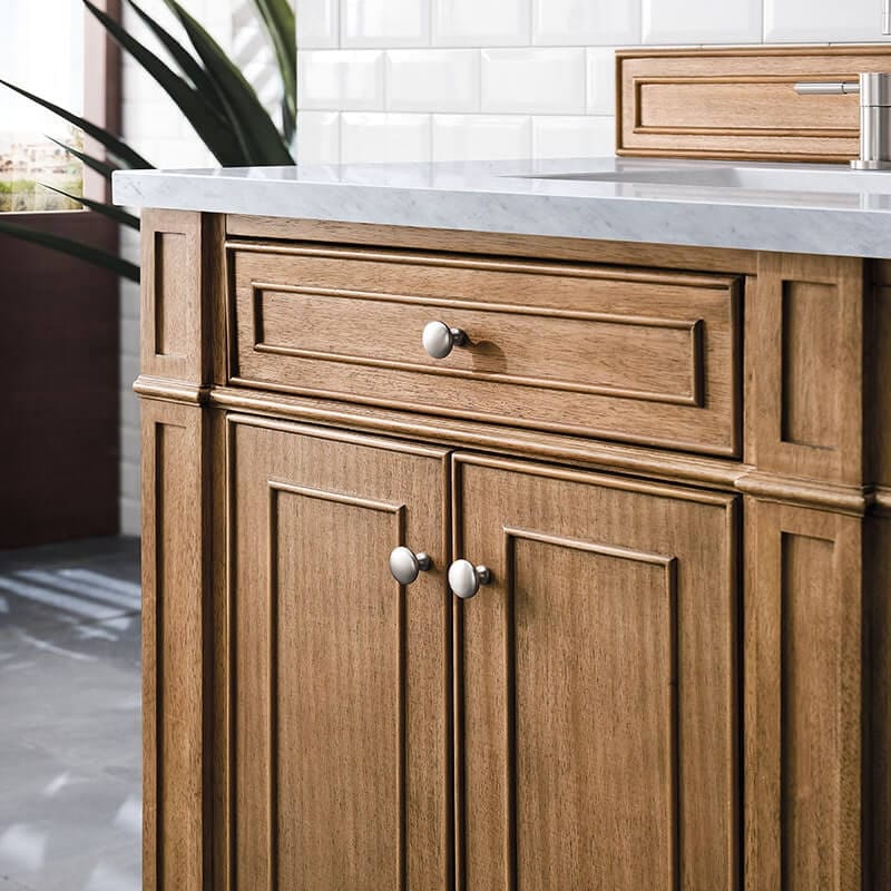 Bristol 72" Double Vanity Saddle Brown With Eternal Jasmine Pearl Silestone Top