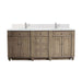 Bristol 72" Double Vanity Whitewashed Walnut With Single Hole Faucet White Zeus Silestone Top Backsplash