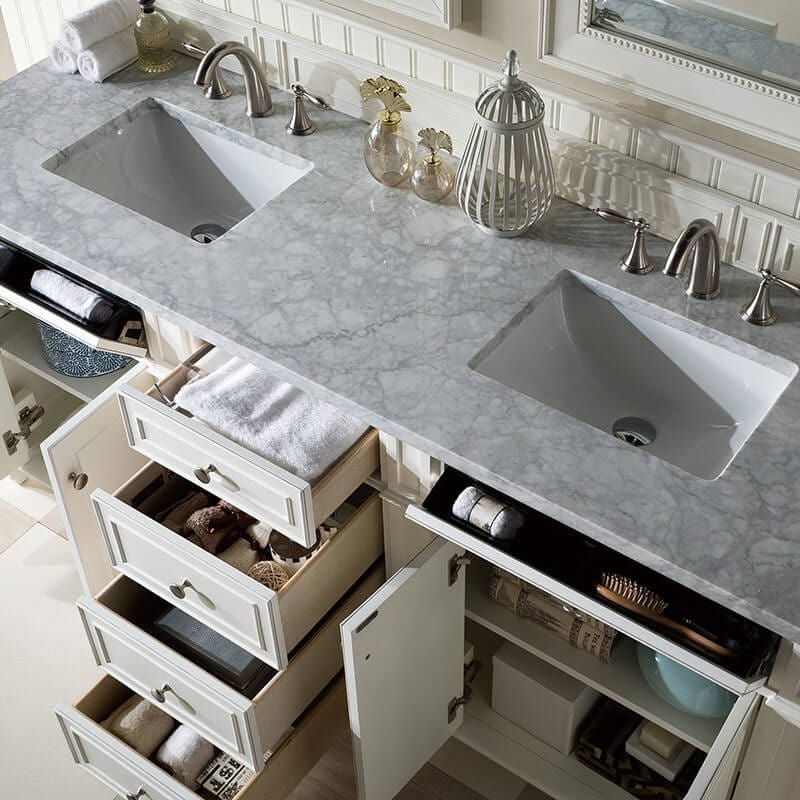 Bristol 72 Inch Double Vanity Bright White Countertop