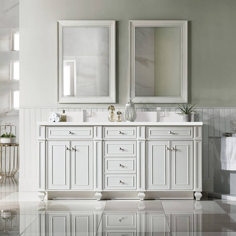 Bristol 72 Inch Double Vanity Bright White Front View