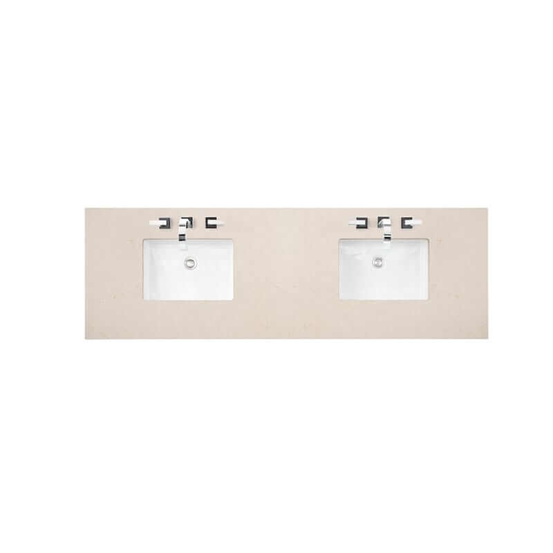 Bristol 72 Inch Double Vanity Bright White Top View Countertop