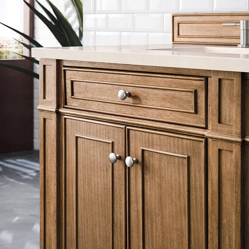 Bristol 72 Inch Double Vanity Saddle Brown With Eternal Marfil Silestone Top