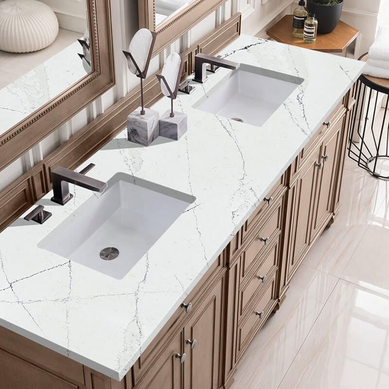 Bristol 72 Inch Double Whitewashed Walnut With Ethereal Noctis Silestone Top