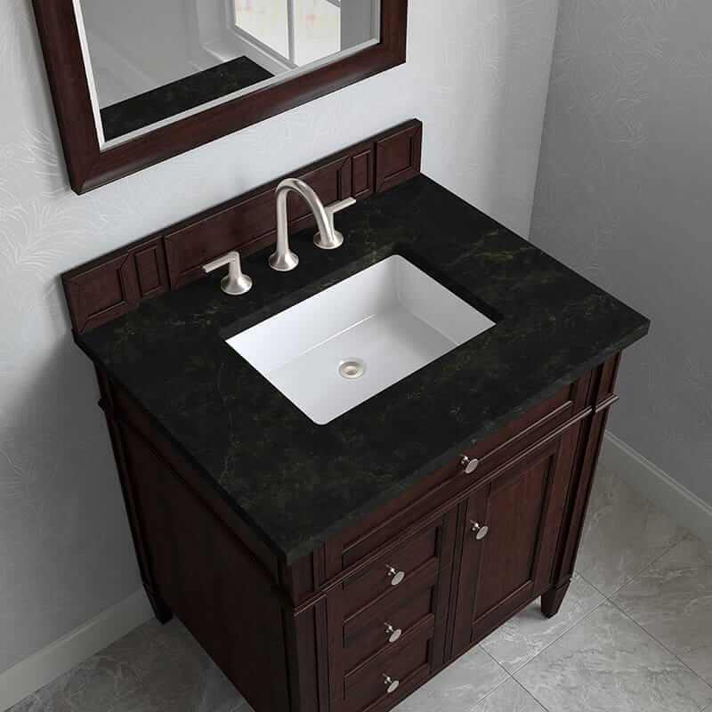 Brittany 30 Inch Single Vanity in Burnished Mahogany With Phantome Eclos Top