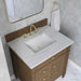 Brittany 30 Inch Single Vanity in Pecan With Eternal Marfil Top Ethereal Noctis Top