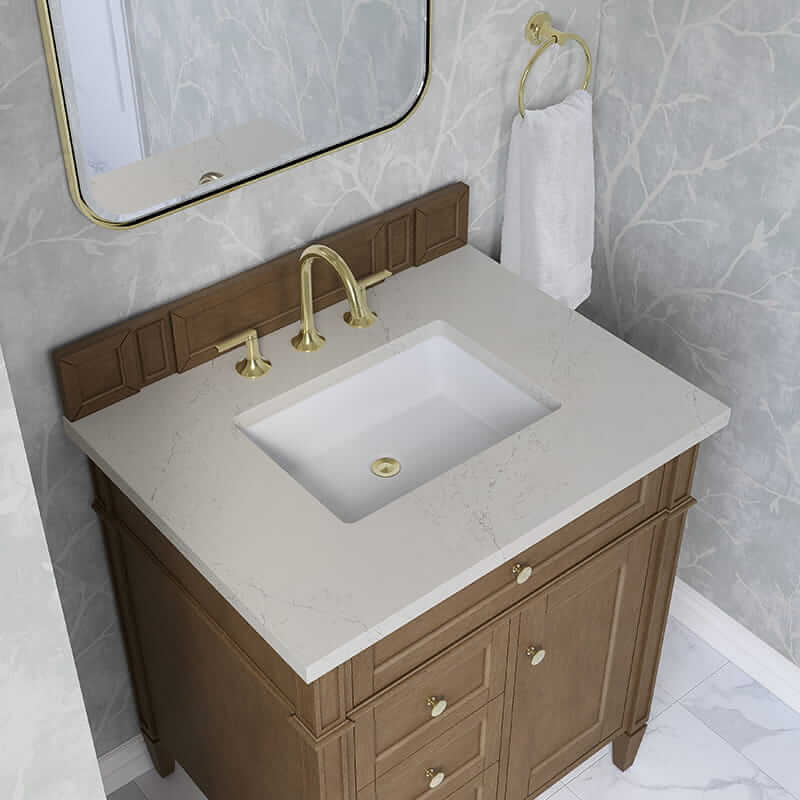 Brittany 30 Inch Single Vanity in Pecan With Siberian Silestone Top