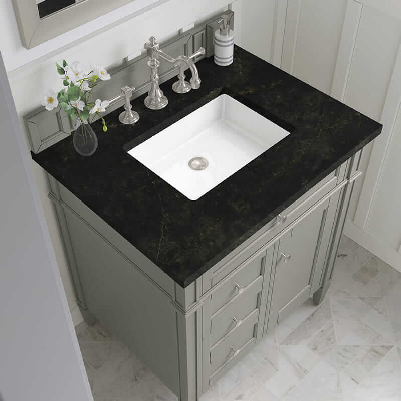 Brittany 30 Inch Single Vanity in Urban Gray With Phantome Eclos Top