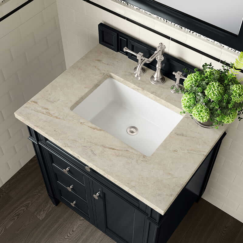 Brittany 30" Single Vanity in Black Onyx With Tajnar Eclos Top