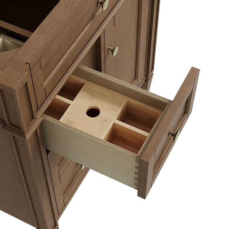 Brittany 30" Single Vanity in Pecan Drawer Up Close