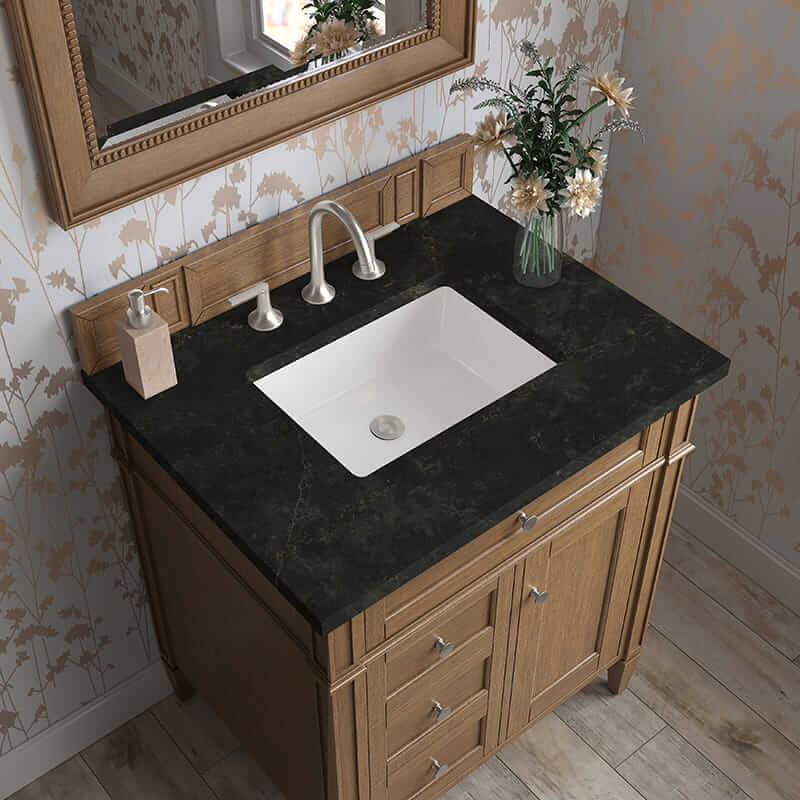 Brittany 30" Single Vanity in Saddle Brown With Phantome Eclos Top