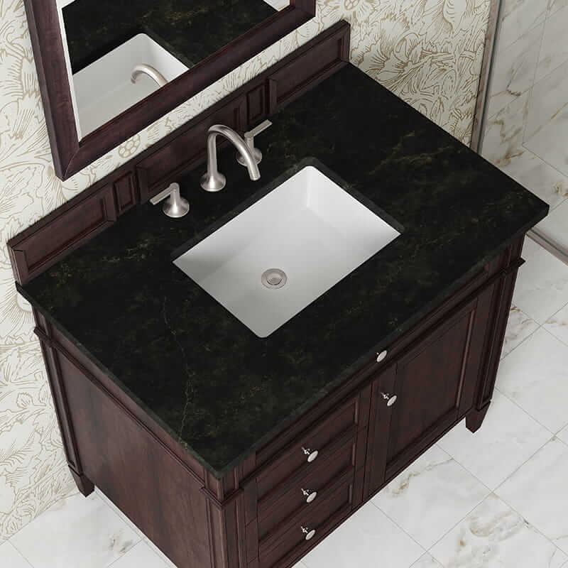 Brittany 36 Inch Single Vanity in Burnished Mahogany With Phantome Eclos Top