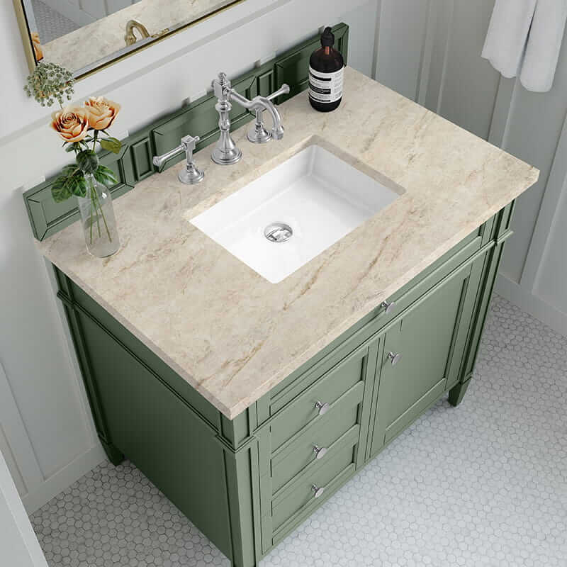 Brittany 36 Inch Single Vanity in Smokey Celadon With Tajnar Eclos Top