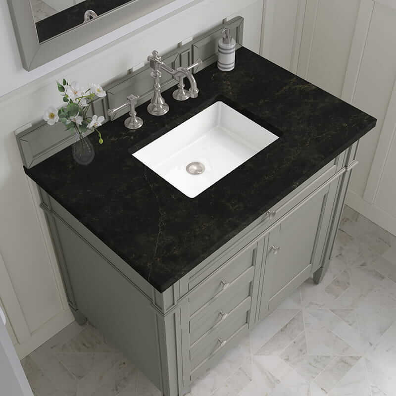 Brittany 36 Inch Single Vanity in Urban Gray With Phantome Eclos Top