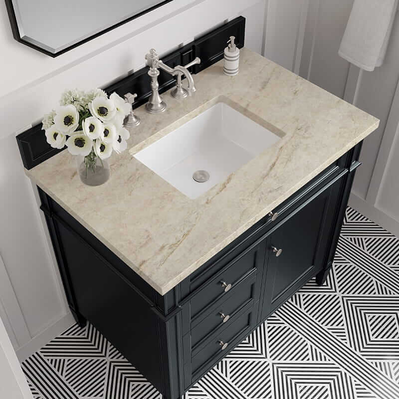 Brittany 36" Single Vanity in Black Onyx With Tajnar Eclos Top