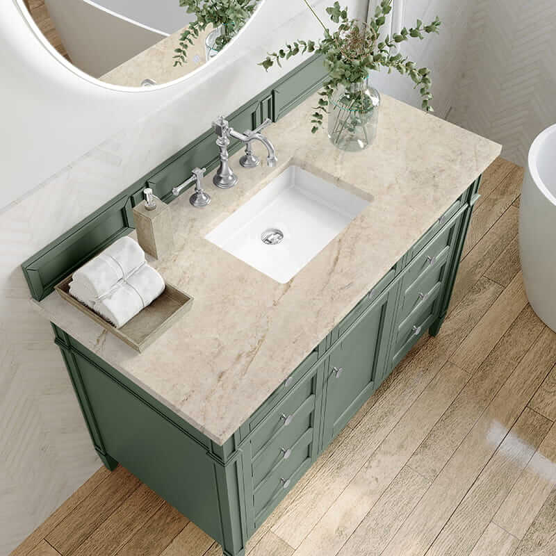 Brittany 48 Inch Single Vanity in Smokey Celadon With Tajnar Eclos Top