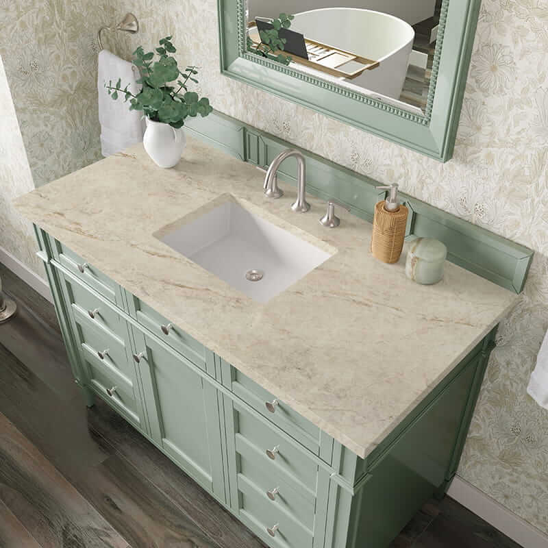 Brittany 48" Single Vanity in Sage Green With Tajnar Eclos Top