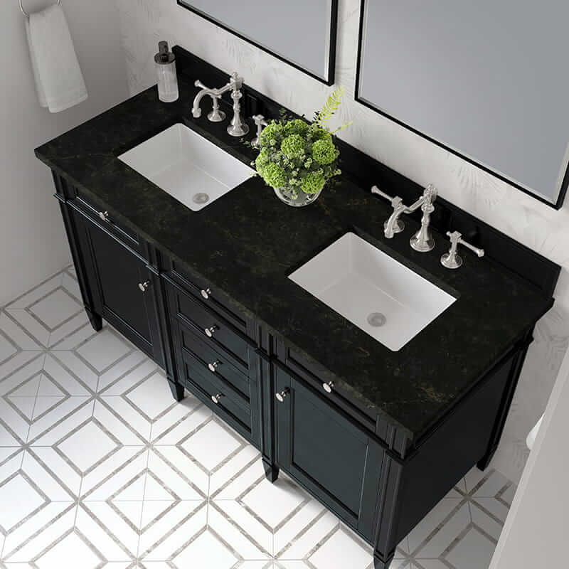 Brittany 60" Double Vanity in Black Onyx With Phantome Eclos Top