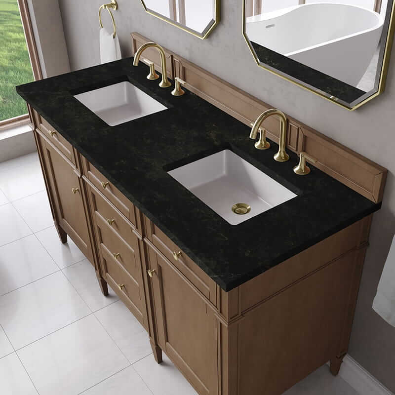 Brittany 60" Double Vanity in Pecan With Phantome Eclos Top