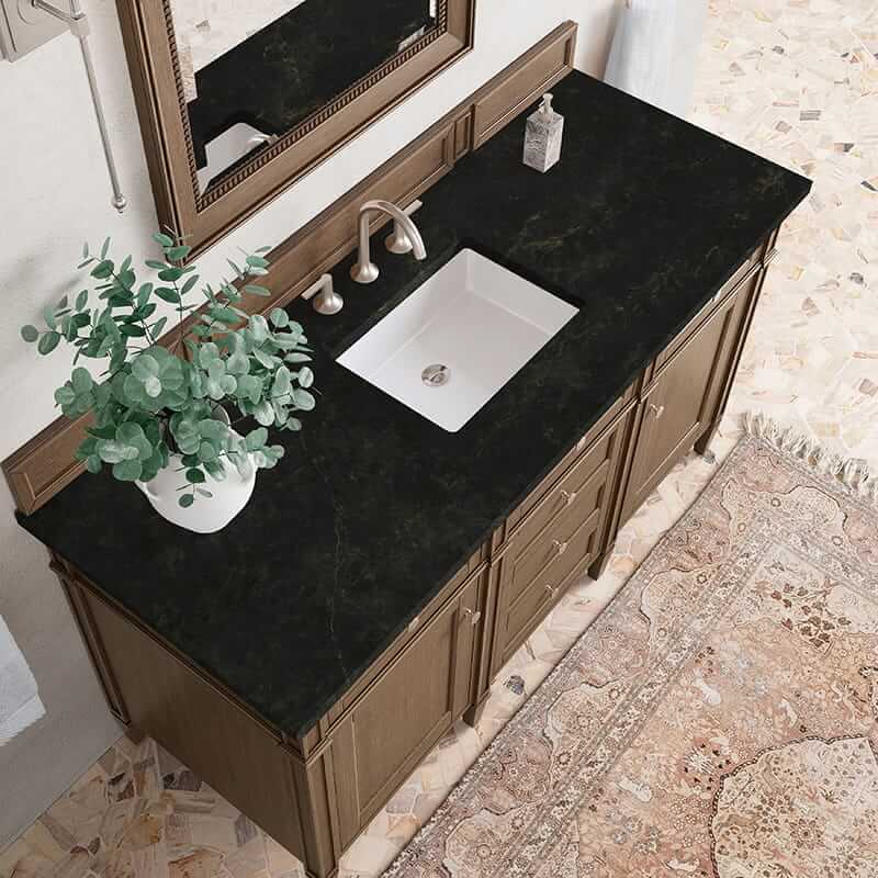 Brittany 60 Inch Single Vanity in Saddle Brown With Phantome Eclos Top