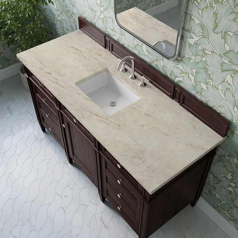 Brittany 60" Single Vanity in Burnished Mahogany With Tajnar Eclos Top
