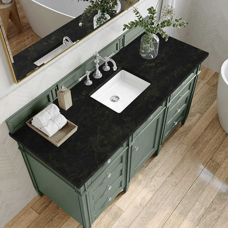 Brittany 60" Single Vanity in Smokey Celadon With Phantome Eclos Top