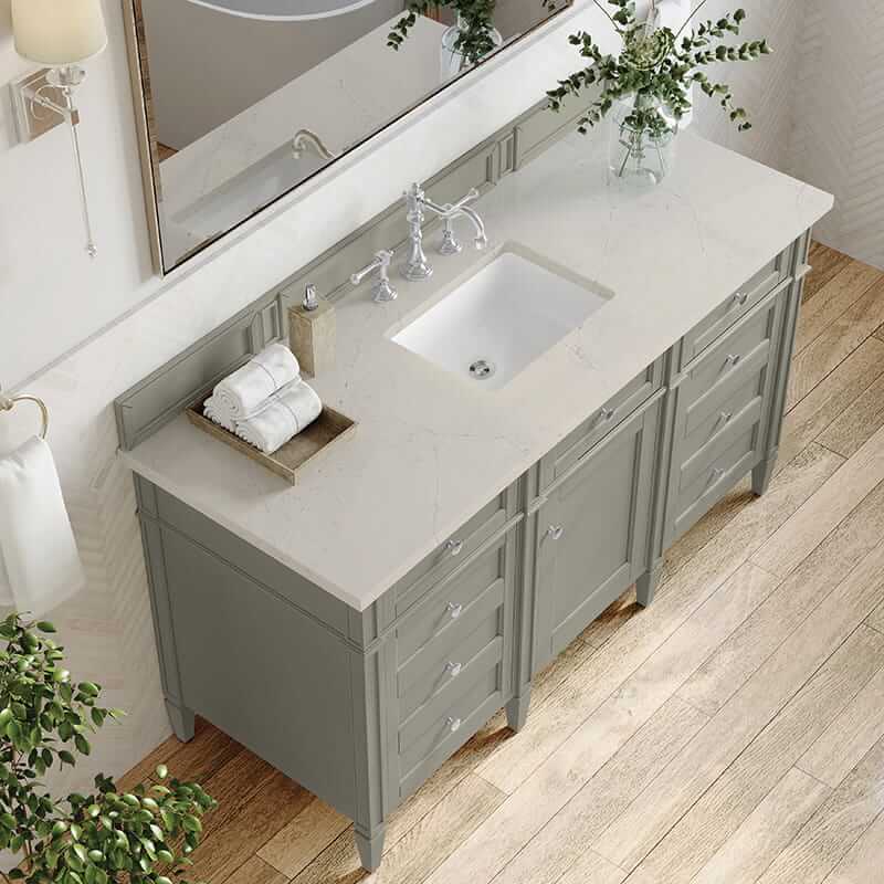 Brittany 60" Single Vanity in Urban Gray With Siberian Silestone Top