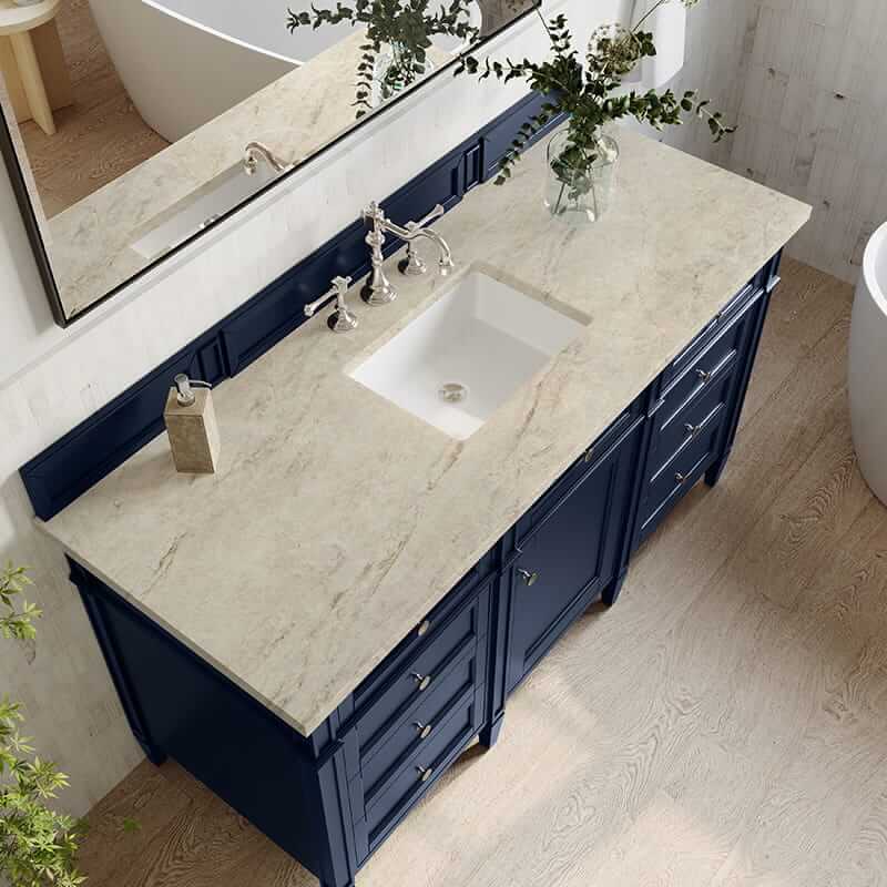 Brittany 60" Single Vanity in Victory Blue With Tajnar Eclos Top
