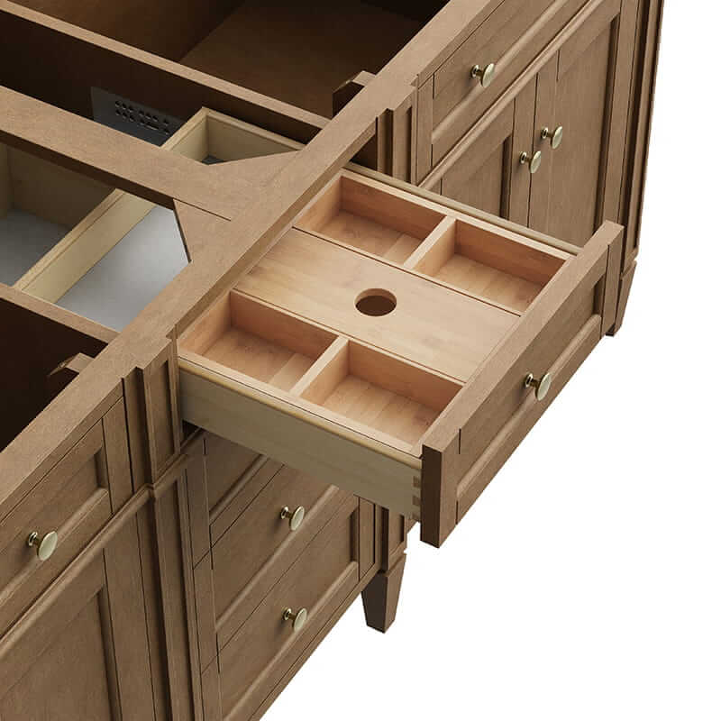 Brittany 72" Double Vanity in Pecan With Full Extension Drawers