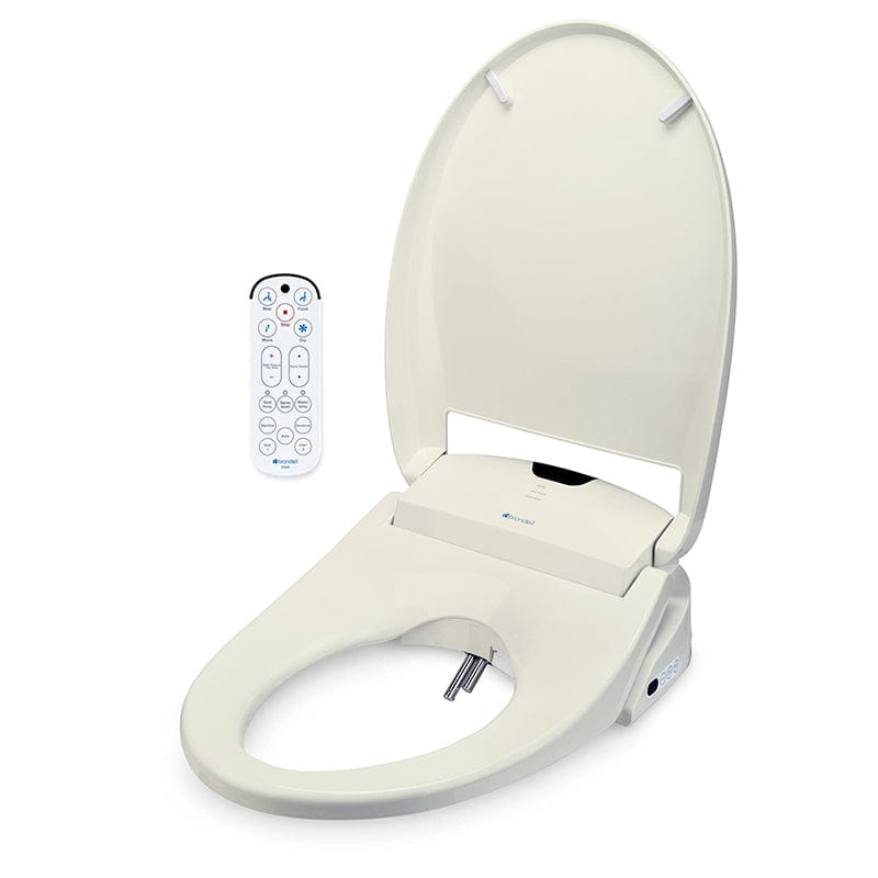 brondell swash 1400 luxury bidet toilet seat biscuit corner view open lid with remote