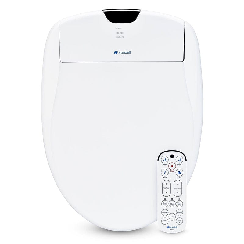 brondell swash 1400 luxury bidet toilet seat white top view with remote