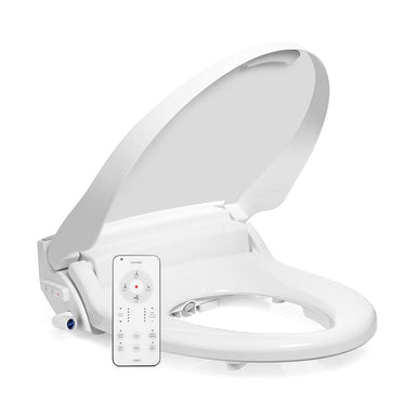 brondell swash em617 bidet toilet seat corner view half open lid with remote