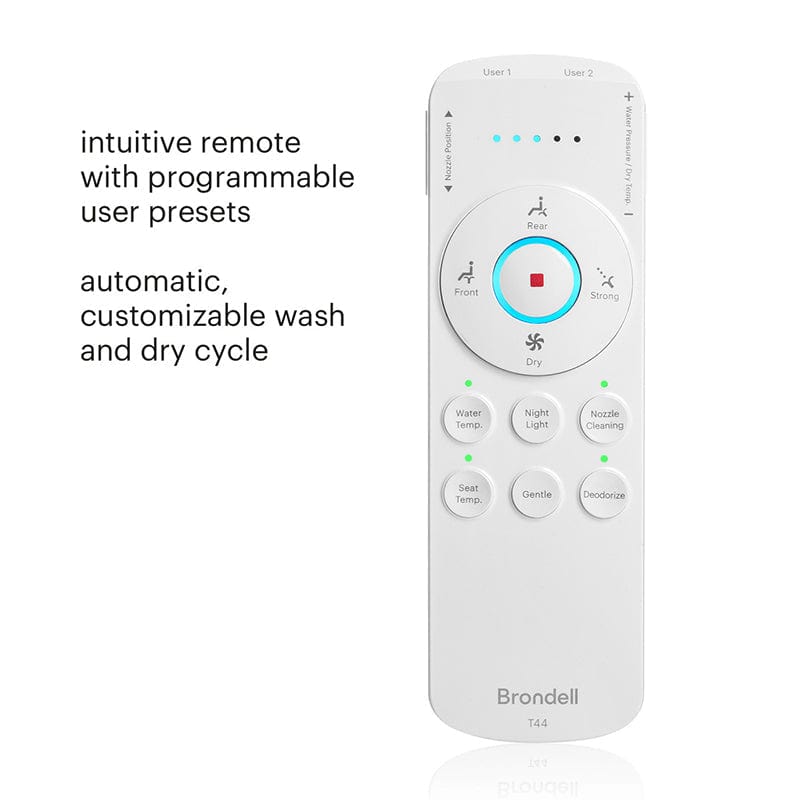 brondell swash thinline t44 bidet toilet seat remote control front features