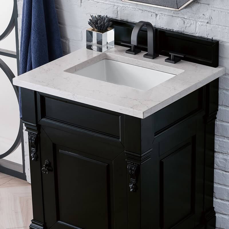 Brookfield 26" Single Vanity in Antique Black With Eternal Jasmine Pearl Silestone Top