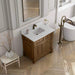 Brookfield 36" Single Vanity in Honey Oak With Single Hole Faucet White Zeus Silestone Top Backsplash