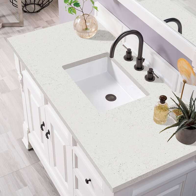 Brookfield 48 Inch Single Vanity in Bright White With Lime Delight Silestone Top