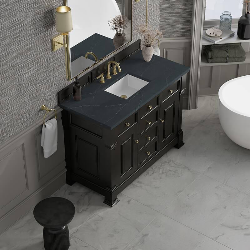 Brookfield 48" Single Vanity in Black Onyx With Charcoal Soapstone Silestone Top