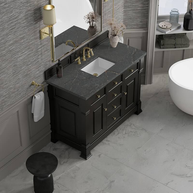 Brookfield 48" Single Vanity in Black Onyx With Parisien Bleu Silestone Top